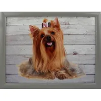 Schoot kussen knietafel dienblad met kussen eronder laptray afb. Yorkshire meisje hond met strik 43 x 33 x 7 cm